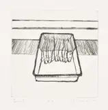 Wayne Thiebaud, Fish (Smelt), from Delights, 1965, Drypoint, on Rives BFK paper, with full margins
