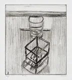 Richard Diebenkorn, 41 Etchings Drypoints: #19 (still life with pencil, glass and box with cigarettes) (G. p. 118), 1963, Etching, on Rives BFK paper, with full margins