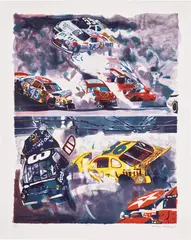 Malcolm Morley, Death of Dale Earnhardt, 2005, Lithograph in colors, on wove paper, with full margins
