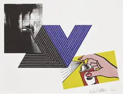 Appropriation Print (with Andy Warhol, Frank Stella, and Roy Lichtenstein) by Richard Pettibone, 1970, Screenprint in colors, on wove paper, with full margins, sold Feb 2024