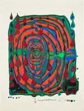 Friedensreich Hundertwasser, Sad Not So Sad is Rainshine, from Rainday on a Rainy Day (K. 39a), 1968, Screenprint in colors with metal embossing, on Fabriano paper, with full margins