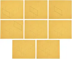 Fred Sandback, Eight Variations for Gallery Heiner Friedrich (J. 3-10), 1971-73, The complete set of eight screenprints in colors, on yellow wove paper, with full margins