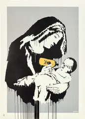 Toxic Mary by Banksy, 2004, Screenprint in colors, on wove paper, the full sheet, sold Feb 2024