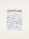 Raymond Pettibon, Untitled (When the Ground Becomes Hard and Firm), 2002, Etching and aquatint with hand-coloring in blue acrylic, on Rives BFK paper, with full margins