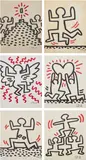 Keith Haring, The Bayer Suite, 1982, The complete set of six offset lithographs in colors, on light transparent paper, the full sheets