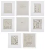 Tom Sachs, Space Hardware, 2013, The complete set of eight etchings, on Gampi paper with Chine collé to Somerset paper, with full margins, with justification, all contained in the original cream colored portfolio with title and artist's name