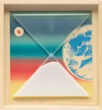 James Rosenquist, Earth and Moon, from Cold Light Suite (G. 43), 1971, Lithograph in colors, on Arches paper, with full margins, with bead-filled vacuum-formed plastic hourglass collage