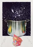 James Rosenquist, Caught One Lost One for the Fast Student or Star Catcher, from Welcome to the Water Planet (G. 222), 1989, Lithograph in colors, on C. P. Saunders paper, with pressed paper pulp collage, on TGL handmade paper, with full margins
