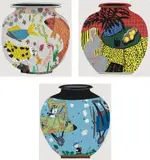 Jonas Wood, Fish Pot; Matisse Pot 4; and Snoopy Pot, 2019-2020, The complete set of three screenprints in colours, on Rising Museum Board, with full margins