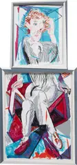 David Hockney, An Image of Gregory, from Moving Focus (T. 285, M.C.A.T. 276), 1984-85, Lithograph in colors with collage, on two sheets of TGL handmade paper, contained in the original artist's frames