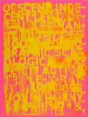 Obscene (K.W. 2017.02) by Mel Bochner, 2017, Monumental screenprint in colors, on Lanaquarelle paper, the full sheet, sold Apr 2024