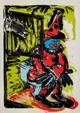 Bruce Nauman, Clown Taking a Shit (C. 56), 1988, Lithograph in colors, on Transpagra paper, with full margins