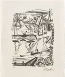 Max Pechstein, Hafen (auf Fehmarn) (Harbor (On Fehmarn)) (K. L 365), 1920, Lithograph, on laid paper, with full margins