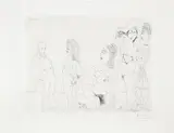 Pablo Picasso, Degas chez les filles. Première apparition de Degas (Degas Among the Girls. First Appearance of Degas), plate 78 from 156 series (Bl. 1933, Ba. 1942), 1971, Etching, on Rives BFK paper, with full margins