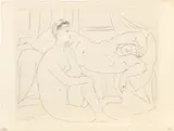 Pablo Picasso, Deux femmes se reposant (Two Women Resting), plate 10 from La Suite Vollard (Bl. 143, Ba. 210), 1931, Drypoint, on laid Montval paper watermarked 'Vollard', with full margins