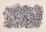Jean Dubuffet, Site populeux (A Crowded Place) (W. 1174), 1976, Screenprint in colors, on Arches paper, with full margins