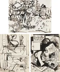 Hans Hofmann, Untitled (three drawings), c. 1941-1942, Three india ink drawings, on wove paper