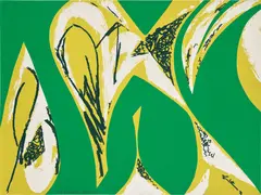 Free Space (Yellow) (L. 560-2) by Lee Krasner, 1975, Screenprint in colors with collage, on Arches paper, the full sheet, contained in the original paper folio, sold Apr 2024