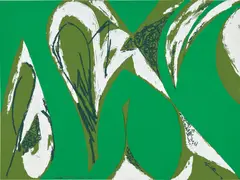 Lee Krasner, Free Space (Green) (L. 560-1), 1975, Screenprint in colors with collage, on Arches paper, the full sheet