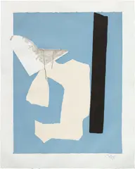 Water's Edge (T. 453, E. & B. 339) by Robert Motherwell, 1984, Lithograph and relief print in colors with embossing and collage, on TGL handmade and black German Etching mould-made pa, sold Apr 2024