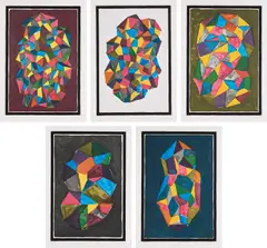 Sol LeWitt, Complex Forms (K. 1989.09), 1989, The complete set of five etching and aquatints in colors, on Arches paper, with full margins