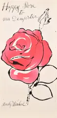 Andy Warhol, Rose, c. 1950, Unique blotted ink line drawing with watercolor, on wove paper