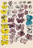 Andy Warhol, Happy Butterfly Day, c. 1955, Offset lithograph with extensive hand-coloring in watercolor, on wove paper, with margins, framed