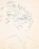 Andy Warhol, Female Head, c. 1957, Unique blotted ink line drawing, on wove paper
