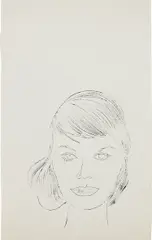 Female Head by Andy Warhol, c. 1957, Unique blotted ink line drawing, on wove paper, sold Apr 2024