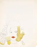 Andy Warhol, Female Head, 1956, Unique blotted ink line drawing with aniline dye hand-coloring, on Strathmore paper