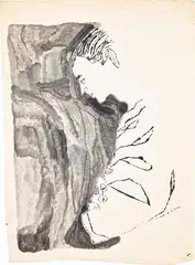 Andy Warhol, Profile Upper Torso, c. 1957, Unique black ink and blotted ink line drawing, on wove paper
