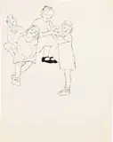 Andy Warhol, Four Girls, c. 1957, Unique blotted ink line drawing with white-out additions, on wove paper