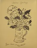 Andy Warhol, Untitled (Flowers and Holly – Christmas Card), c. 1955, Offset lithograph, on gold paper, with full margins