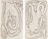 James Siena, Semi Flat Boy; and Semi-Flat Girl, 2010, Two unique graphite drawings, on wove paper