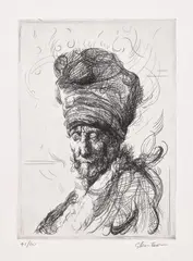 Glenn Brown, The Artist's Father, 2016, Etching, on Somerset paper, with full margins