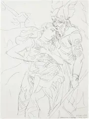 Brunhilde and Wotan by Elizabeth Peyton, 2010, Etching, on Magnani Pescia paper, the full sheet, offered Apr 2024
