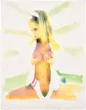 Martin Eder, Untitled (108), 2001, Unique watercolor, airbrush and graphite drawing, on Arches paper