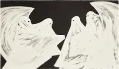 Marcel Dzama, Scared of his own ghost, 2008, Lithograph in colors with photoluminescent ink, on wove paper, the full sheet
