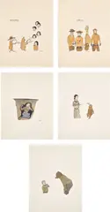 [5 drawings] by Marcel Dzama, 1998, Five unique ink drawings, on wove paper, sold Apr 2024