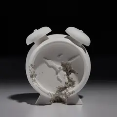 Daniel Arsham, Future Relic 03 (Clock), 2015, Cast multiple in plaster and crushed glass, contained in the original foam-lined presentation box