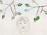 Kiki Smith, Moment B, 2006, Monotype with lithograph and hand-coloring in watercolor, gouache, stencil, graphite and pressed leaves, on Crisbrook paper, the full sheet