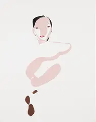 Nicola Tyson, Dark Haired Girl, 1998, Unique gouache drawing in colors, on board