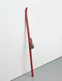 Salvatore Scarpitta, Red Friar (Sci Ribelle), 1990, Painted fiberglass ski, wood, leather, and galvanized metal