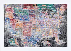 Paula Scher, USA Airline Routes, 2020, Digital pigment print in colors, on wove paper, with full margins