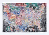 Paula Scher, USA Airline Routes, 2020, Digital pigment print in colors, on wove paper, with full margins