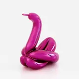 Jeff Koons, Balloon Swan (Magenta), 2019, Porcelain multiple painted in chrome, contained in the original Styrofoam-lined boxes with silver printed signature