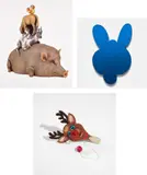 Jeff Koons, Stacked; Kangaroo Mirror Box (Blue); and Paddle Ball Game
