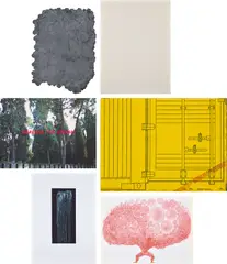 Various Artists, Exit Art Portfolio: Six by Four, 2004, The complete set of four prints, one embossing and one rubber relief, on various wove papers and materials, with full margins and the full sheets, with title page and one screenprinted cover print folio by Papo Colo, all loose (as issued), all contained in the original brown linen portfolio