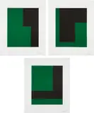 Carmen Herrera, Verde y Negro (Green and Black), 2017, The complete set of three lithographs in colors, on Rives BFK paper, with full margins