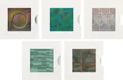 Transchromies by Carlos Cruz-Diez, 1965, The complete set of five manipulable screenprints in colors, on light wove paper and clear acetate, with full margins, c, sold Jun 2024
